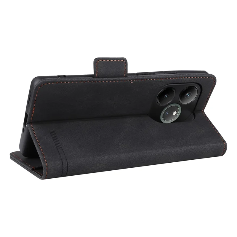 Para Realme GT 6 5G / GT 6T 5G / GT Neo6 5G / GT Neo6 SE 5G Funda de Cartera de Cuero con Decoración de Hardware - Negro