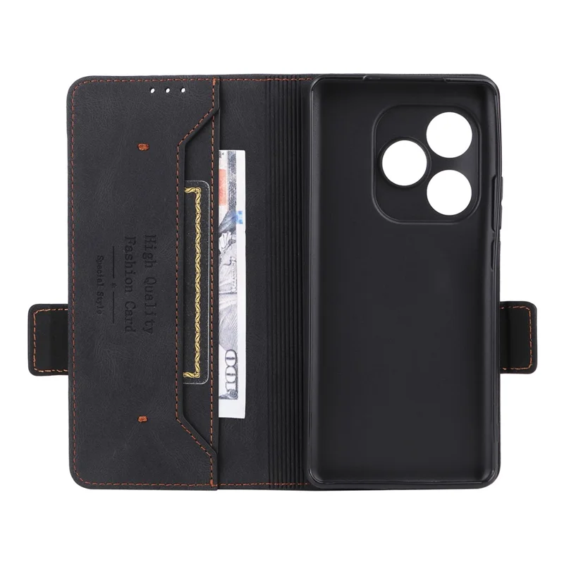 Para Realme GT 6 5G / GT 6T 5G / GT Neo6 5G / GT Neo6 SE 5G Funda de Cartera de Cuero con Decoración de Hardware - Negro