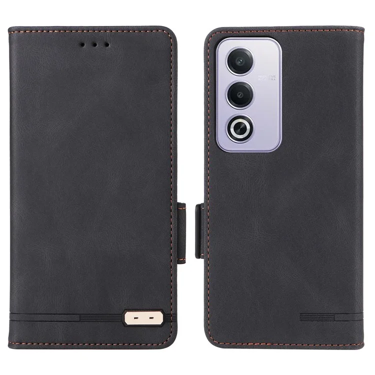 For Oppo A3 Pro (Global) 5G Case Hardware Decor Leather Wallet Stand Phone Cover - Black