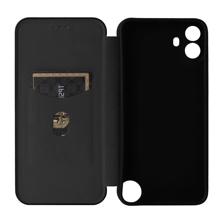 For Nothing CMF Phone 1 Case Carbon Fiber Texture Drop-Proof PU Leather Phone Cover - Black