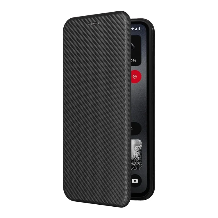 For Nothing CMF Phone 1 Case Carbon Fiber Texture Drop-Proof PU Leather Phone Cover - Black