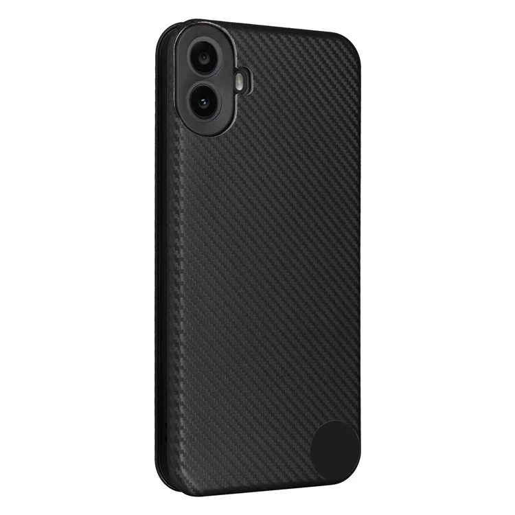 For Nothing CMF Phone 1 Case Carbon Fiber Texture Drop-Proof PU Leather Phone Cover - Black