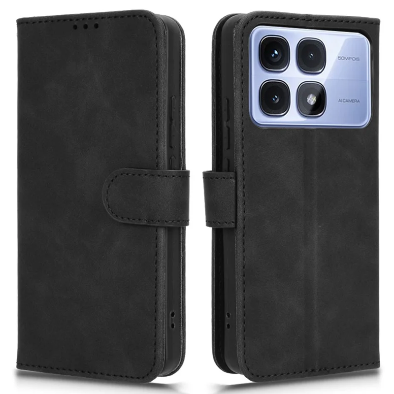 Futera skórzana na Xiaomi Redmi K70 Ultra, antypoślizgowa, z funkcją portfela, czarna