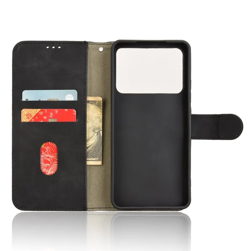 Futera skórzana na Xiaomi Redmi K70 Ultra, antypoślizgowa, z funkcją portfela, czarna