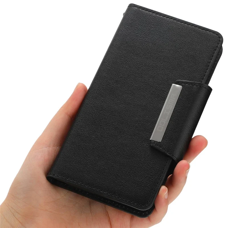 Para iPhone 14 Pro Ultra-thin Cartera Desmontable Funda de Teléfono de Cuero a Prueba de Golpes Cierre Magnético Funda de Teléfono Celular - Negro