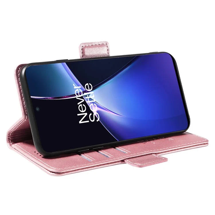 YIKATU YK-003 Für OnePlus Nord CE4 Lite 5G / Oppo K12x 5G (China) Hülle Kartenfach Ständer Leder Handyhülle - Roségold