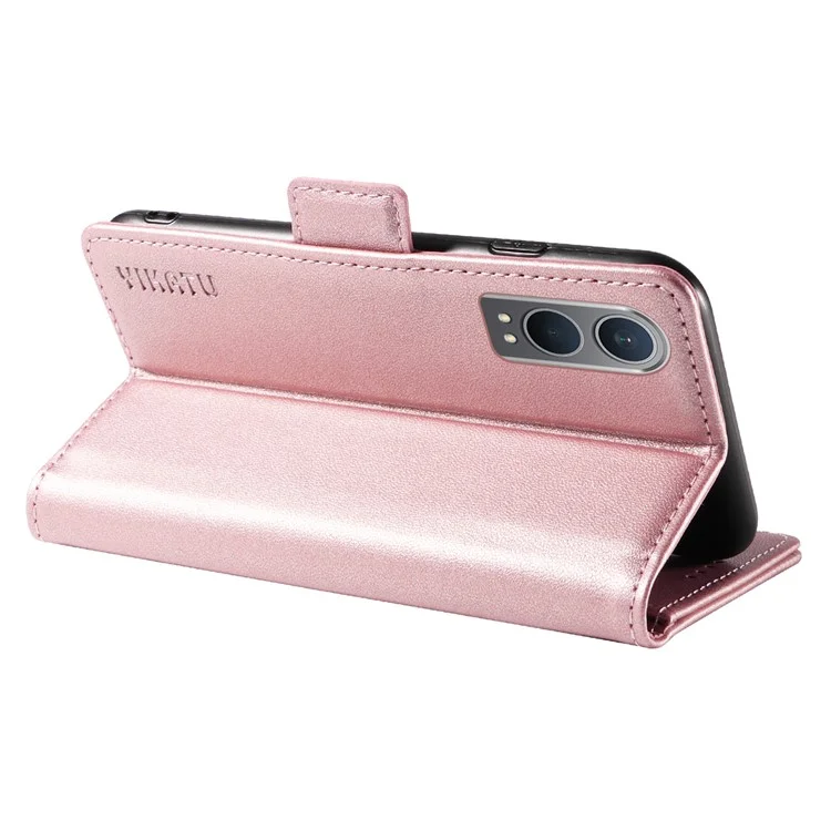 YIKATU YK-003 Für OnePlus Nord CE4 Lite 5G / Oppo K12x 5G (China) Hülle Kartenfach Ständer Leder Handyhülle - Roségold