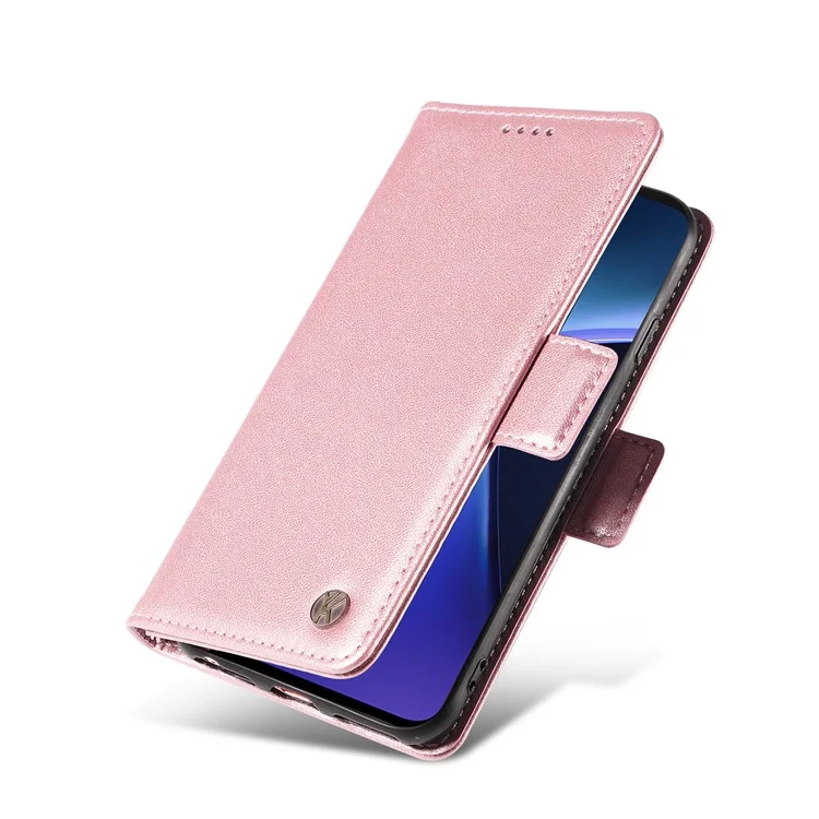 YIKATU YK-003 Für OnePlus Nord CE4 Lite 5G / Oppo K12x 5G (China) Hülle Kartenfach Ständer Leder Handyhülle - Roségold