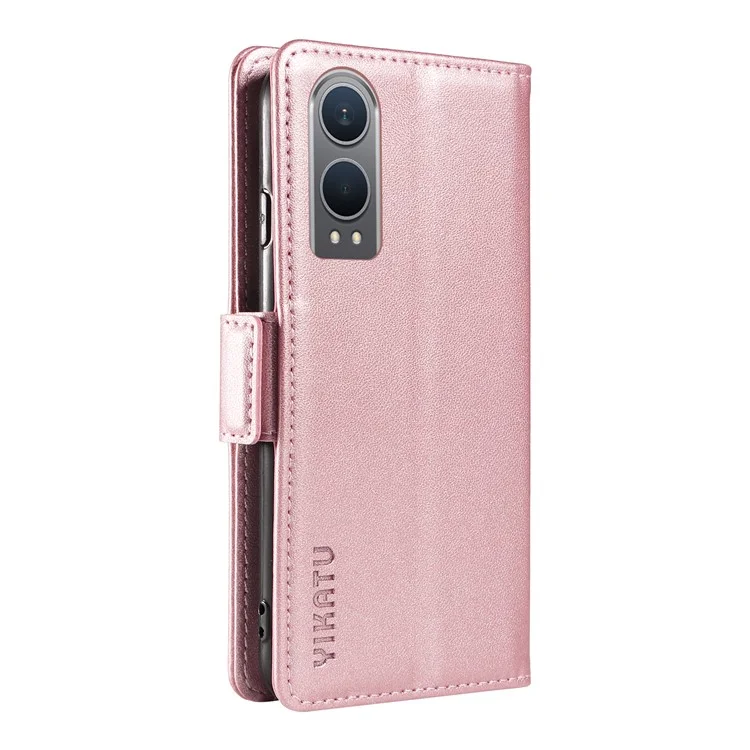 YIKATU YK-003 Für OnePlus Nord CE4 Lite 5G / Oppo K12x 5G (China) Hülle Kartenfach Ständer Leder Handyhülle - Roségold