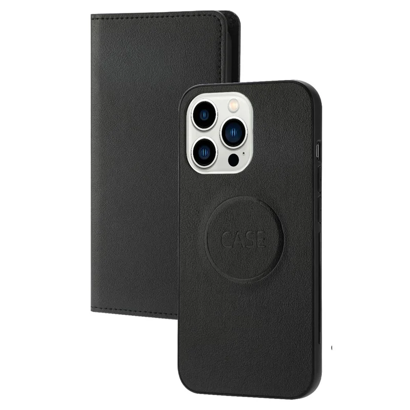 Pour iPhone 14 Pro Max Ultra-fin Portefeuille Détachable Étui de Téléphone en Cuir Anti-chute Boucle Magnétique Coque de Téléphone - Noir