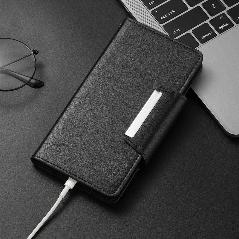 Pour iPhone 14 Pro Max Ultra-fin Portefeuille Détachable Étui de Téléphone en Cuir Anti-chute Boucle Magnétique Coque de Téléphone - Noir