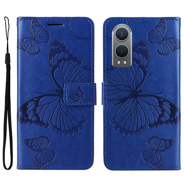 KT Imprinting Flower Series-2 For OnePlus Nord CE4 Lite 5G / Oppo K12x 5G (China) Case Floral Butterfly Leather Phone Cover Card Holder - Azul