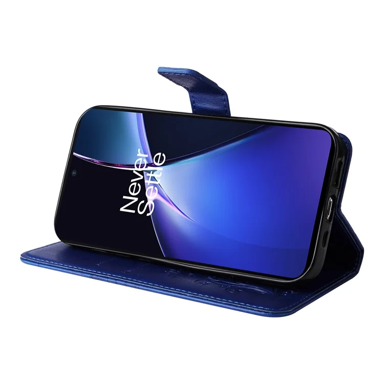 KT Imprinting Flower Series-2 For OnePlus Nord CE4 Lite 5G / Oppo K12x 5G (China) Case Floral Butterfly Leather Phone Cover Card Holder - Azul