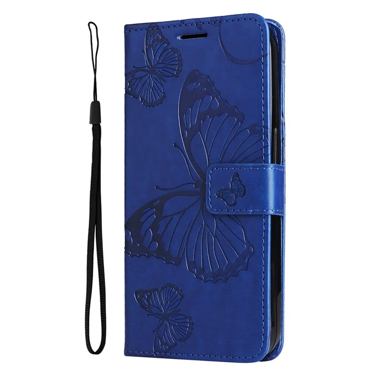 KT Imprinting Flower Series-2 For OnePlus Nord CE4 Lite 5G / Oppo K12x 5G (China) Case Floral Butterfly Leather Phone Cover Card Holder - Azul