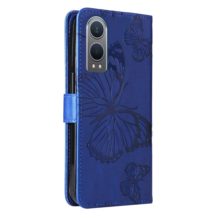 KT Imprinting Flower Series-2 For OnePlus Nord CE4 Lite 5G / Oppo K12x 5G (China) Case Floral Butterfly Leather Phone Cover Card Holder - Azul