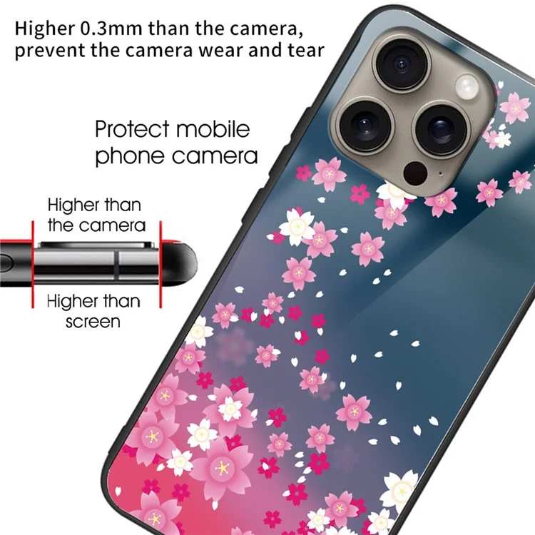 Per iPhone 16 Pro Max Case Tempered Glass TPU Pattern Printing Phone Cover - Stile A