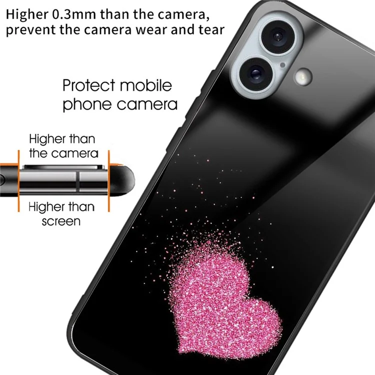 Für iPhone 16 Case Tempered Glass TPU Drop-Proof Phone Cover Pattern Printing - Style A