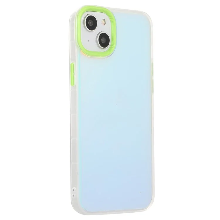 For iPhone 14 Anti-Drop Phone Case Hard PC Soft TPU Shockproof Case Protective Laser Matte Phone Cover - Green