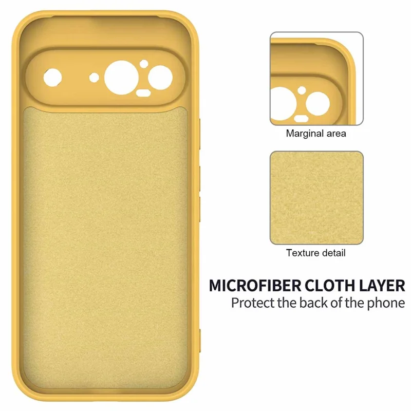 For Google Pixel 9 Case Liquid Silicone Shockproof Phone Cover with Hand Strap - Yellow