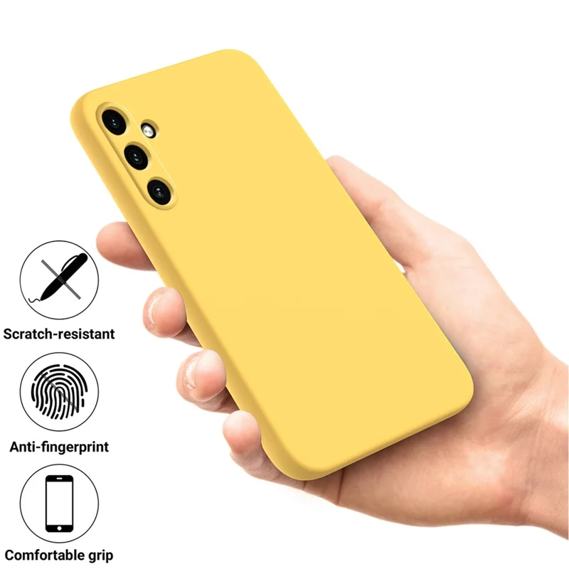 For Samsung Galaxy M35 5G Case Anti-Drop Liquid Silicone Phone Cover with Strap - Yellow