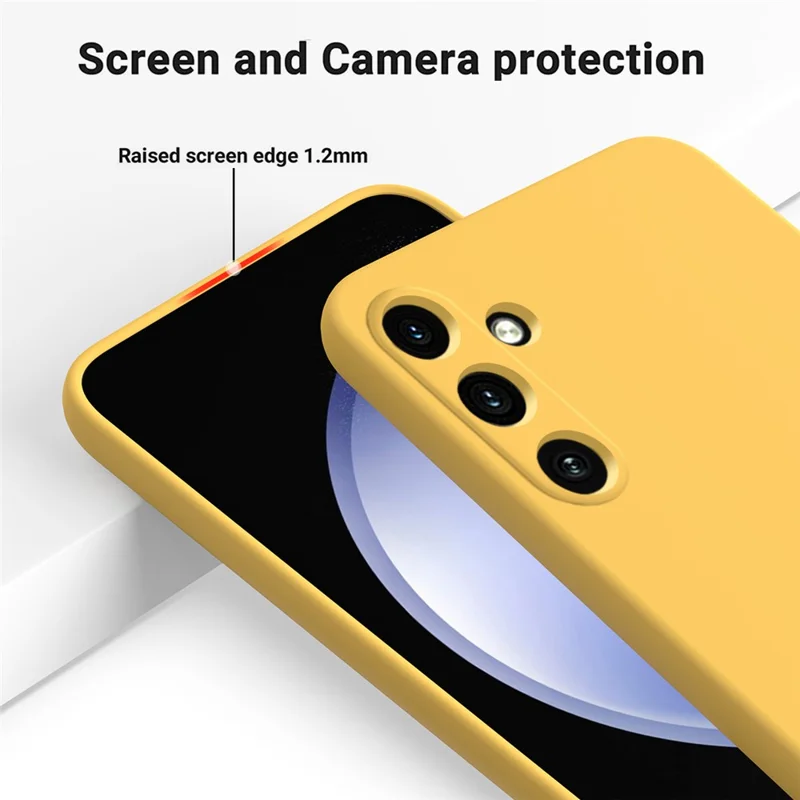 For Samsung Galaxy M35 5G Case Anti-Drop Liquid Silicone Phone Cover with Strap - Yellow
