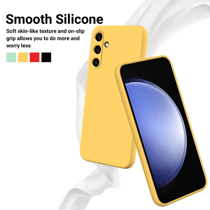 For Samsung Galaxy M35 5G Case Anti-Drop Liquid Silicone Phone Cover with Strap - Yellow