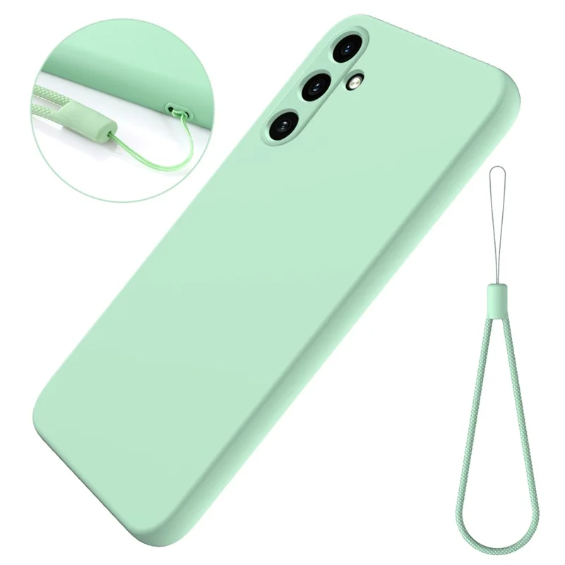 For Samsung Galaxy M35 5G Case Anti-Drop Liquid Silicone Phone Cover with Strap - Green