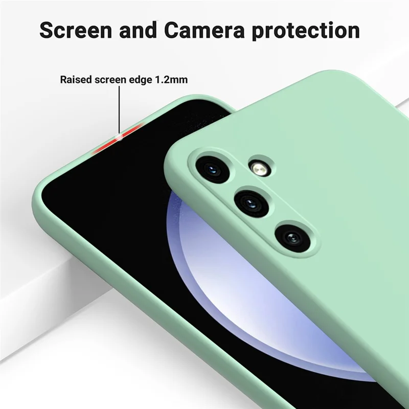 For Samsung Galaxy M35 5G Case Anti-Drop Liquid Silicone Phone Cover with Strap - Green