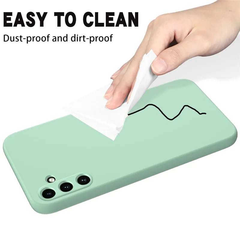 For Samsung Galaxy M35 5G Case Anti-Drop Liquid Silicone Phone Cover with Strap - Green