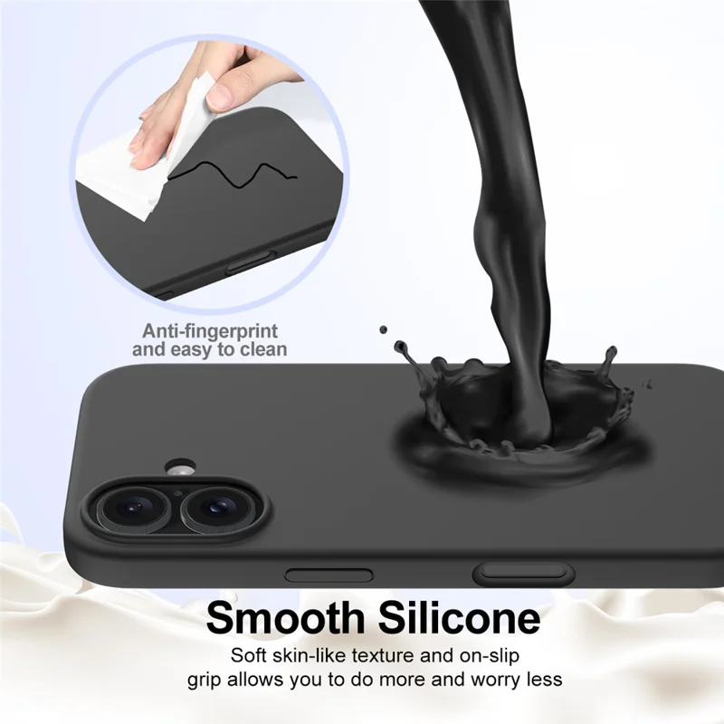 For iPhone 16 Case Compatible with MagSafe Anti-Drop Liquid Silicone Phone Cover - Black
