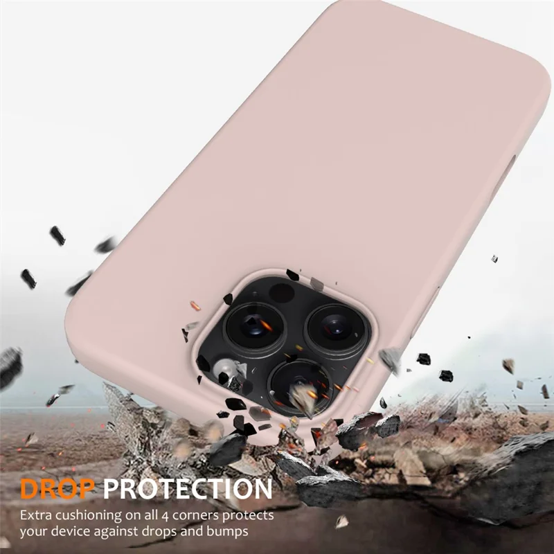 For iPhone 16 Pro Max Magnetic Case Protective Liquid Silicone Phone Cover - Pink
