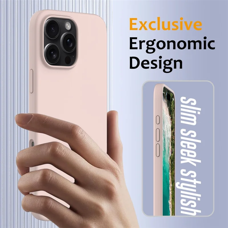 For iPhone 16 Pro Max Magnetic Case Protective Liquid Silicone Phone Cover - Pink