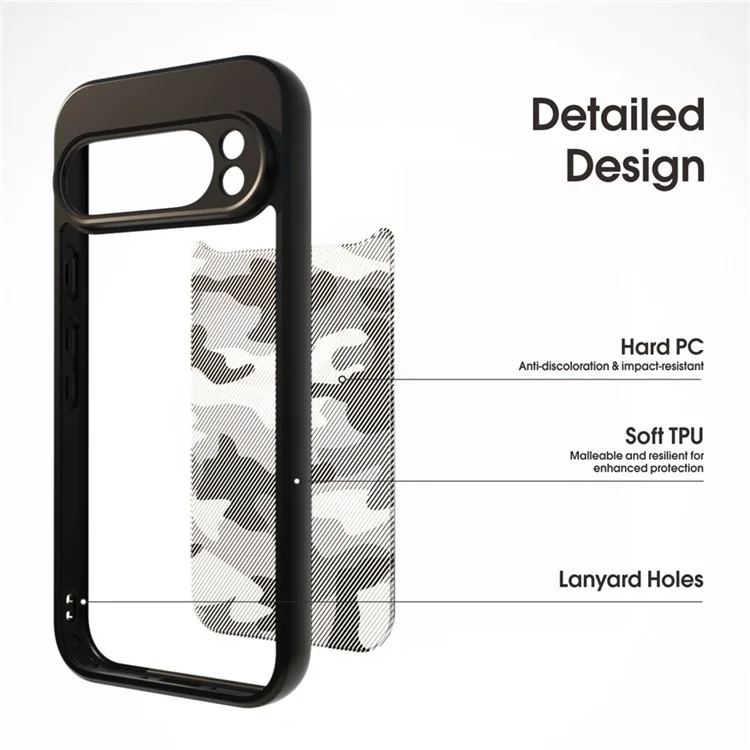 IBMRS Para Google Pixel 9 Pro XL Capa de Telefone TPU+PC Capa de Proteção Resistente a Choques - Preto Fosco
