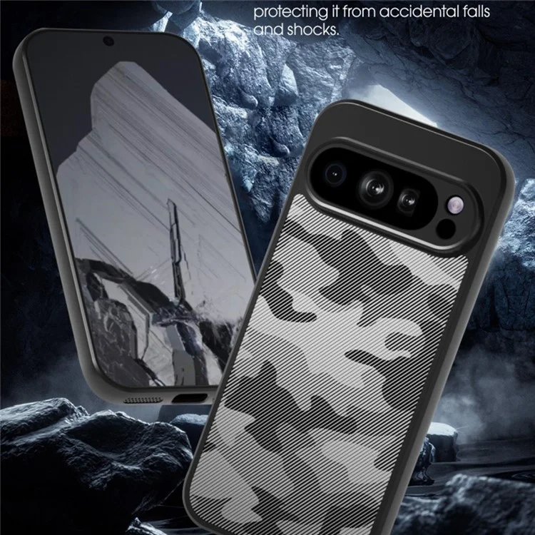 IBMRS Para Google Pixel 9 Pro XL Capa de Telefone TPU+PC Capa de Proteção Resistente a Choques - Preto Fosco