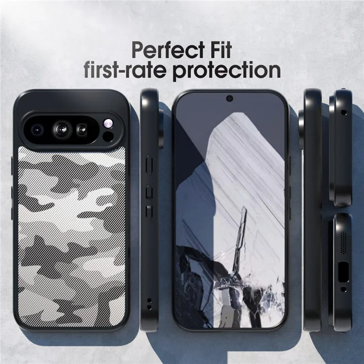 IBMRS Para Google Pixel 9 Pro XL Capa de Telefone TPU+PC Capa de Proteção Resistente a Choques - Preto Fosco