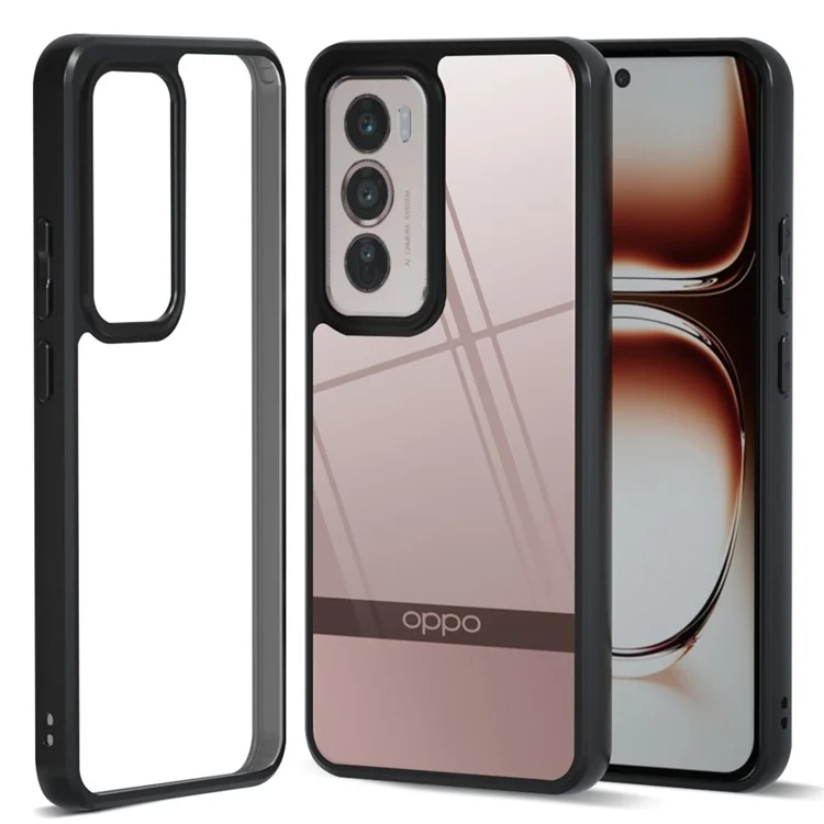 IBMRS For Oppo Reno12 Pro 5G (Global) Case Soft TPU Hard PC Tough Armor Shockproof Phone Cover - Transparent Black