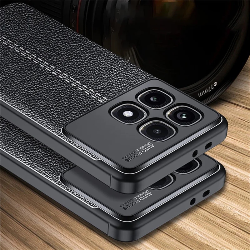 For Xiaomi Redmi K70 Ultra Case Litchi Texture TPU Flexible Phone Cover, Black