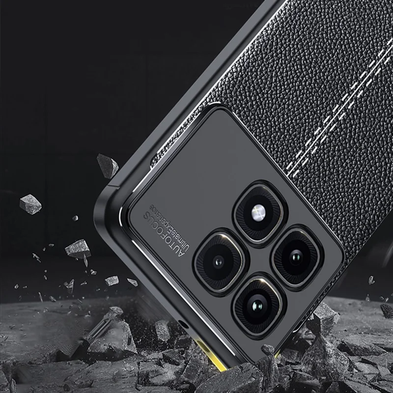 For Xiaomi Redmi K70 Ultra Case Litchi Texture TPU Flexible Phone Cover, Black