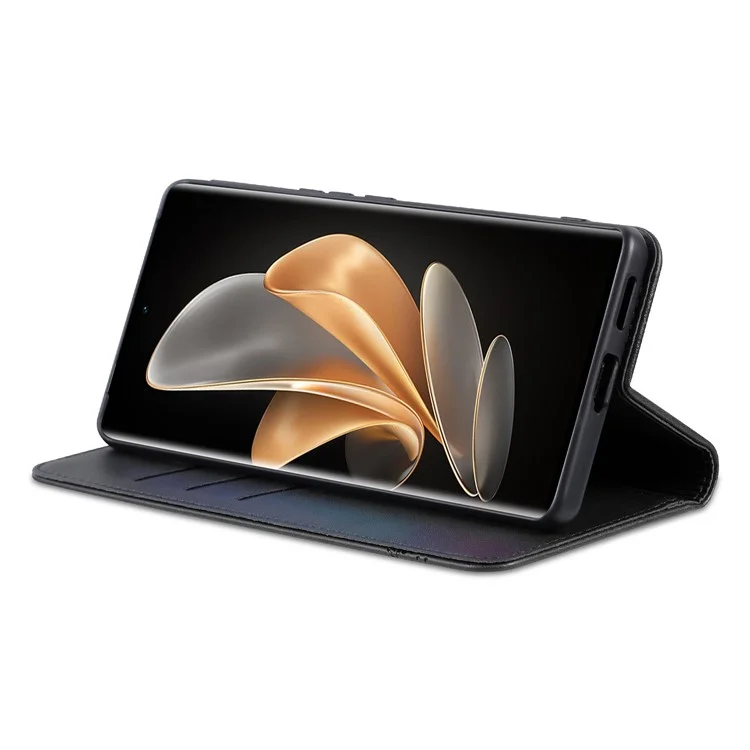 AZNS For Oppo Reno12 F 5G Funda de Cartera Textura de Piel de Vaca Piel Sintética Folio Flip Funda de Teléfono - Negro