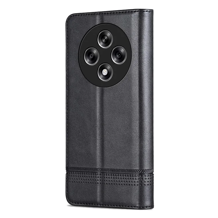 AZNS For Oppo Reno12 F 5G Funda de Cartera Textura de Piel de Vaca Piel Sintética Folio Flip Funda de Teléfono - Negro