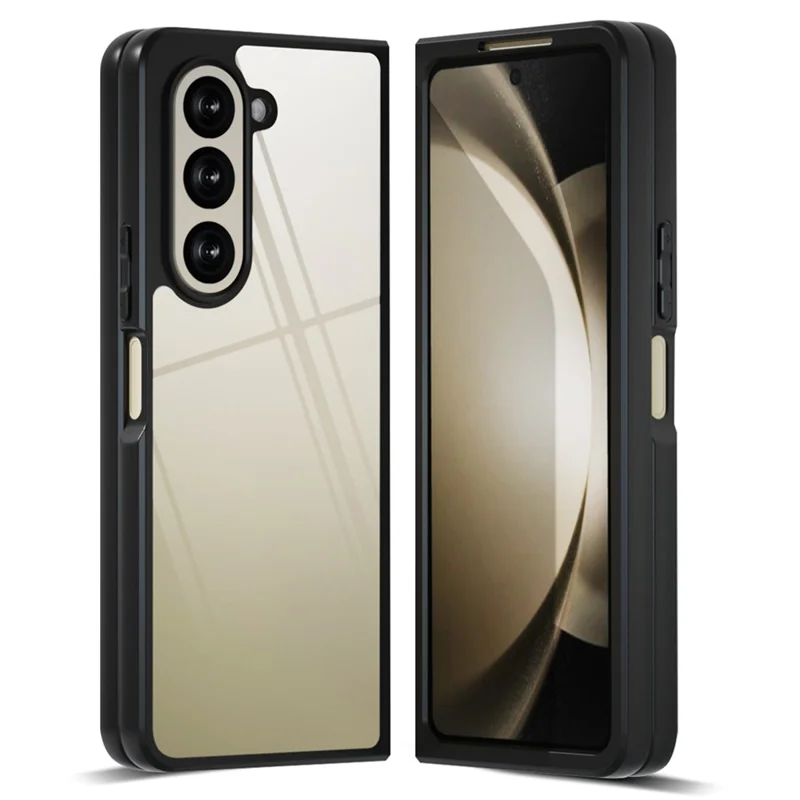 IBMRS Para Samsung Galaxy Z Fold5 5G Capa Case TPU + PC Ajuste Slim Capa de Telefone à Prova de Choque - Preto Transparente