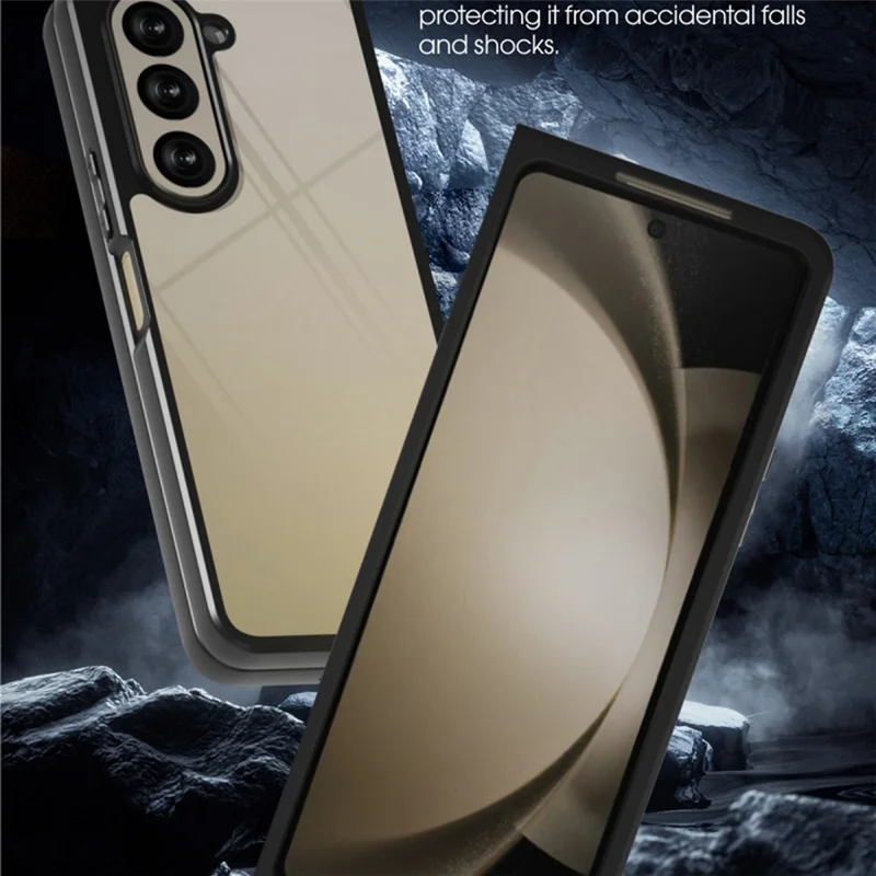 IBMRS Para Samsung Galaxy Z Fold5 5G Capa Case TPU + PC Ajuste Slim Capa de Telefone à Prova de Choque - Preto Transparente