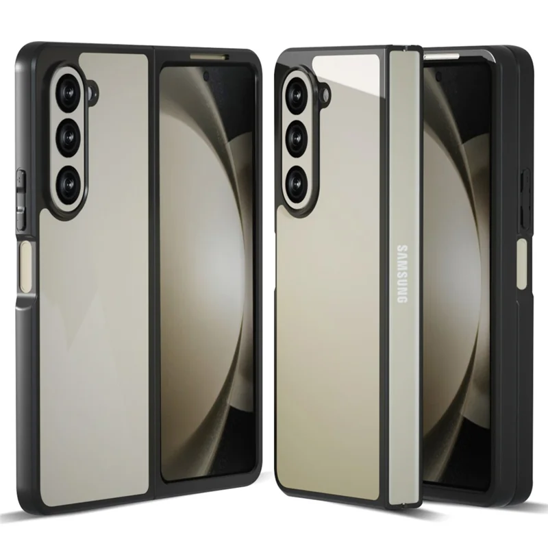 IBMRS Para Samsung Galaxy Z Fold5 5G Capa Case TPU + PC Ajuste Slim Capa de Telefone à Prova de Choque - Preto Transparente