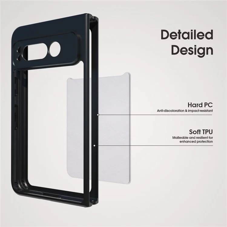 IBMRS Для чехла Google Pixel Fold Case TPU + PC Dual Layer Shockproof Phone Cover - Transparent Black
