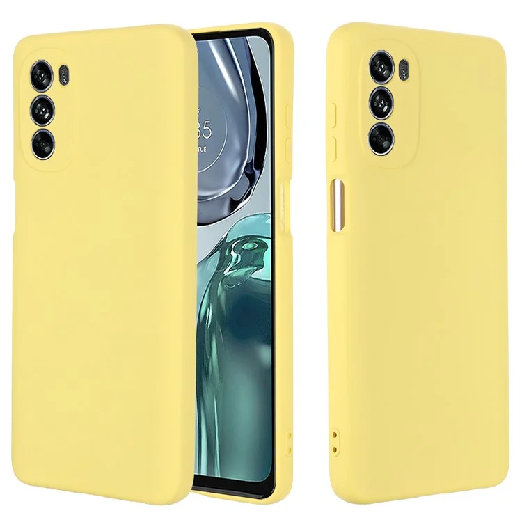 Für Motorola Moto G62 5G Flüssiger Silikon Schocksicheres Schutzhülle Weiche Faserfaser-anti-kratzer-abdeckung Mit Riemen - Gelb