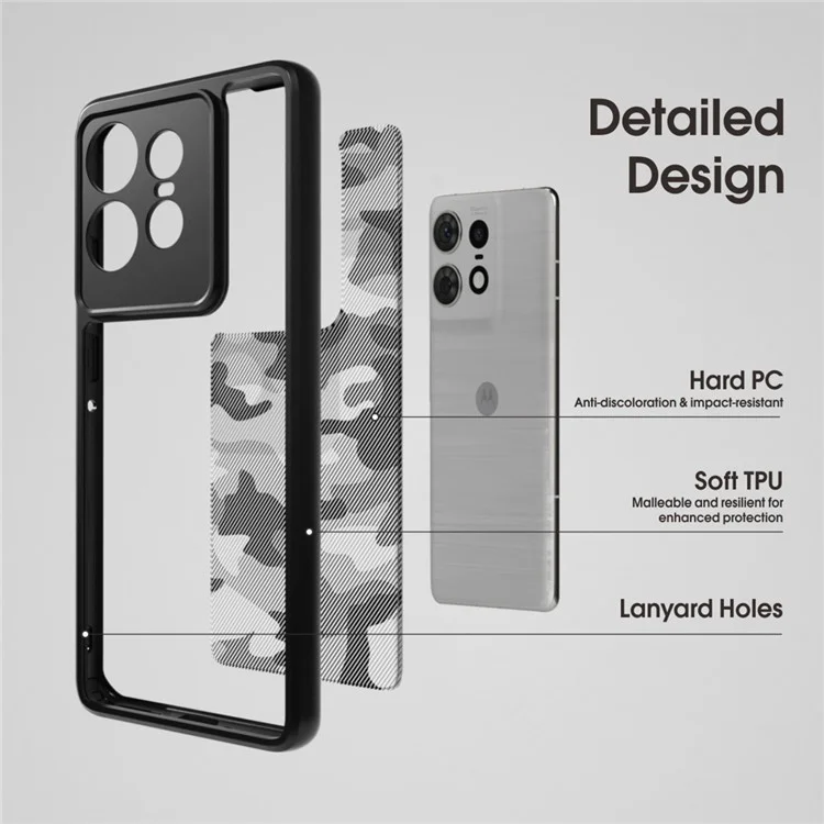 IBMRS para Motorola Edge 50 Pro 5G Capa TPU + PC Heavy Duty Shockproof Phone Cover Camera Protection - Camuflagem Artística