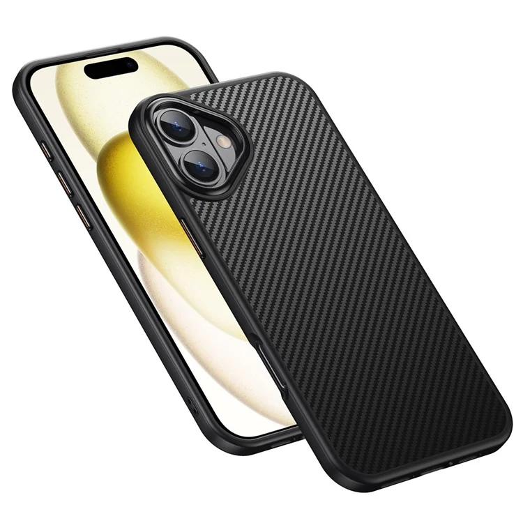 Capa Magnética Compatível com MagSafe para iPhone 16, com Textura de Fibra de Carbono