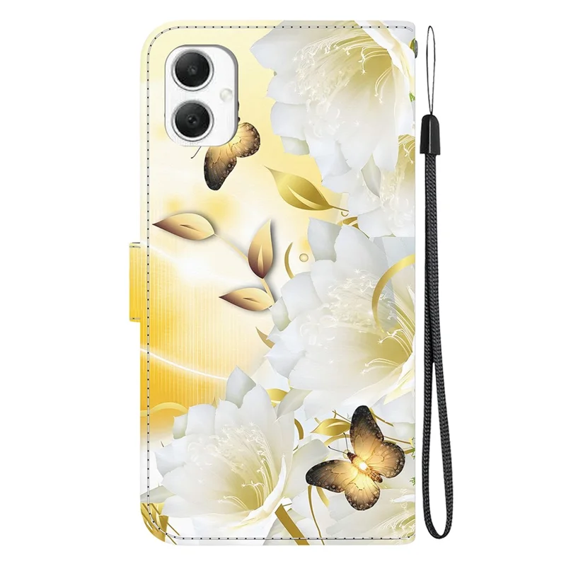 Per Samsung Galaxy A06 Custodia Portafoglio Antiurto in Pelle Flip Cover Stampa a Motivi - Farfalla d'Oro Fiore