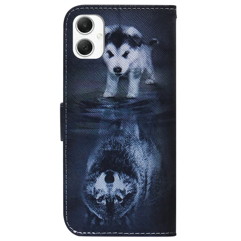 For Samsung Galaxy A06 4G Wallet Case Pattern Print Leather Phone Cover - Dog and Wolf