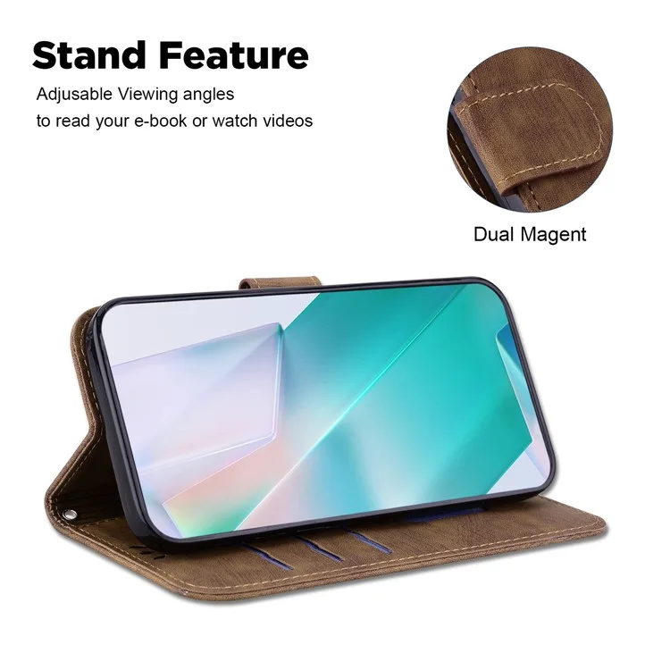 For Samsung Galaxy A06 4G Wallet Case Tiger Imprint Leather Shockproof Phone Cover - Brown